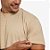 Camiseta Streetwear Básica Lisa Masculina Gola Larga Algodão Premium - Areia - Imagem 3