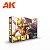 Conjunto Tintas Acrílicas NMM (Non Metallic Metal) GOLD - AK Interactive (Box x6 17ml) - Imagem 1