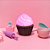 Luminária Cupcake Ø16x20cm Polietileno Rosa e Marrom. - Imagem 3