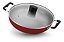 Wok Grande Antiaderente 30cm Vermelha Com Tampa De Vidro - Imagem 3