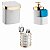 Kit Suporte Talheres, Detergente e Lixeira Branco/Dourado - Imagem 1