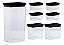 Kit 7 Potes Mantimentos Lumini Black Hermético Acrílico - Imagem 1