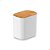 Pote Hermético Organizador Tampa De Bambu Vedado Branco 1,5l - Imagem 1