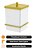 Lixeira Quadrada 6,5l Com Suporte Ventosa Branco Dourado - Imagem 2