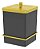 Lixeira Quadrada 6,5l Com Suporte Adesivo - Preto/dourado - Imagem 1