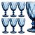 Jogo 6 Taça Diamante Copo Vidro Grosso Azul 340ml - Imagem 1