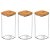 Kit 3 Pote Hermético Tampa De Bambu 340ml Quadrado - Imagem 1
