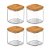 Kit 4 Pote Hermético Tampa De Bambu Natural 150ml - Imagem 1