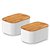Conjunto 2 Pote Hermético Tampa De Bambu Branco 650ml - Imagem 1