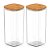 Kit 2 Pote Hermético Tampa De Bambu Transparente 1,5l Ou - Imagem 1