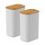 Conjunto 2 Pote Hermético Tampa De Bambu Branco 2,3l - Imagem 1