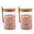 Kit 2 Pote Hermético Vidro Tampa De Bambu 400ml - Imagem 1