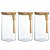 Kit 3 Pote Hermético Vidro E Bambu Com Colher 1400ml - Imagem 1