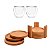 Kit Porta 6 Copos De Bambu Redondo + 2 Copos Borossilicato - Imagem 1
