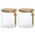 Kit 2 Porta Condimentos Vidro E Bambu Com Colher 1200ml - Imagem 1