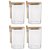 Kit 4 Pote Hermético Vidro Tampa De Bambu Com Colher 1500ml - Imagem 1