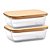 Kit 2 Pote Hermético Vidro Tampa De Bambu 600ml - Imagem 1