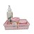 Kit Higiene 4pcs Cesta Dispenser Porta Algodão Molhadeira Rosa - Imagem 5