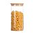 Pote Hermético Mantimentos Vidro Tampa De Bambu 20x10 Cm Organizador Alimentos - Imagem 1