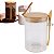 3 Pote De Vidro Redondo Tampa Bambu Hermético C/ Colher 620ml - Imagem 1