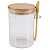 2 Pote De Vidro Redondo Tampa Bambu Hermético C/ Colher 620ml - Imagem 9