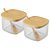 Kit 2 Açucareiro Sense Tampa De Bambu 200ml Transparente - Imagem 1