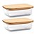 Kit 2 Pote Hermético Vidro Tampa De Bambu 1040ml - Imagem 1