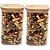 Kit 2 Potes Herméticos Quadrado Vidro Tampa De Bambú 700ml - Imagem 1