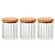 Kit 3 Pote Vidro Canelado Tampa Bambu P/ Mantimento Hermético 550ml - Imagem 1