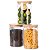 Kit 3 Potes Hermético Mantimentos Vidro Tampa De Bambu 10x8 Cm 600 Ml Organizador Alimentos - Imagem 3