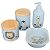 Kit higiene bebê Safari 4 peças - potes, porta álcool e molhadeira decorada - Peças Porcelana Tampas Pinus - Imagem 1