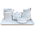 Jogo Café e Chá, Bandeja + Açucareiro barquinha 100ml + Chaleira 400ml + Leiteira 700ml + jarra 740ml - Porcelana Branca - Imagem 2