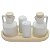 Kit Galheteiro 5 peças Azeite, Vinagre, Sal e Paliteiro - Porcelana e Pinus - Bandeja Oval - Imagem 1