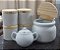 Kit Cozinha - Saleiro 1kg + kit 4 porta condimentos 250ml + Açucareiro 250ml - Porcelana Branca e Bege - Imagem 2