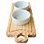 Petisqueira Jogo Servir Molhos e Caldas - Porcelana e Pinus. - Imagem 3