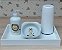 Kit higiene bebê Safari 6 peças - Bandeja, potes, porta álcool e molhadeira - Peças Porcelana Bandeja e Tampas Pinus - Imagem 4