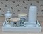 Kit higiene bebê Safari 6 peças - Bandeja, potes, porta álcool e molhadeira - Peças Porcelana Bandeja e Tampas Pinus - Imagem 6