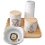 Kit higiene bebê Safari 5 Pçs - Peças porcelana e Pinus - Imagem 1