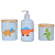 Kit higiene bebê Dinossauro 3 peças - potes e porta álcool - Peças Porcelana Tampa Pinus - Imagem 1