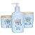 Kit Higiene Bebê 3 peças - Príncipe Ursinho Azul - Peças Porcelana Tampa Pinus - Imagem 1