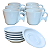 Kit Jogo 6 Xicaras Café/Chá 200ml Cabo Prático c/ pires - Porcelana Branca - Imagem 1