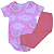 Kit Body infantil Manga Curta Nuvem Rosa RN ao G Algodão Premium - Imagem 1