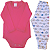 Kit Body infantil Manga Longa Rosa e corações RN ao G Algodão Premium - Imagem 3