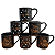 Kit Jogo 6 Canecas Natal 210ml - Porcelana Preta - Imagem 1