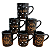 Kit Jogo 6 Canecas Natal 120ml - Porcelana Preta - Imagem 3