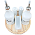 Galheteiro kit 6 pçs Bandeja Pinus Porcelana Branca - Imagem 1