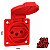 Tomada de Painel Embutir Padrão Brasileiro R3040 2P+T 20A 220V IP44 Vermelho - Imagem 1