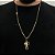 CORRENTE CADEADO( 3mm- 70Cm )+ PINGENTE CRUZ COM JESUS - FECHO COM MARCAÇÃO 750 - BANHO DE OURO 18K - Imagem 1