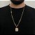 CORRENTE CADEADO( 3mm- 70Cm) + PINGENTE PLACA COM PAI NOSSO - BANHADO A OURO 18k - Imagem 1