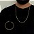 CORRENTE + PULSEIRA CADEADO   FECHO CONVENCIONAL (1.5Mm-70Cm) - BANHADO A OURO 18K - Imagem 1